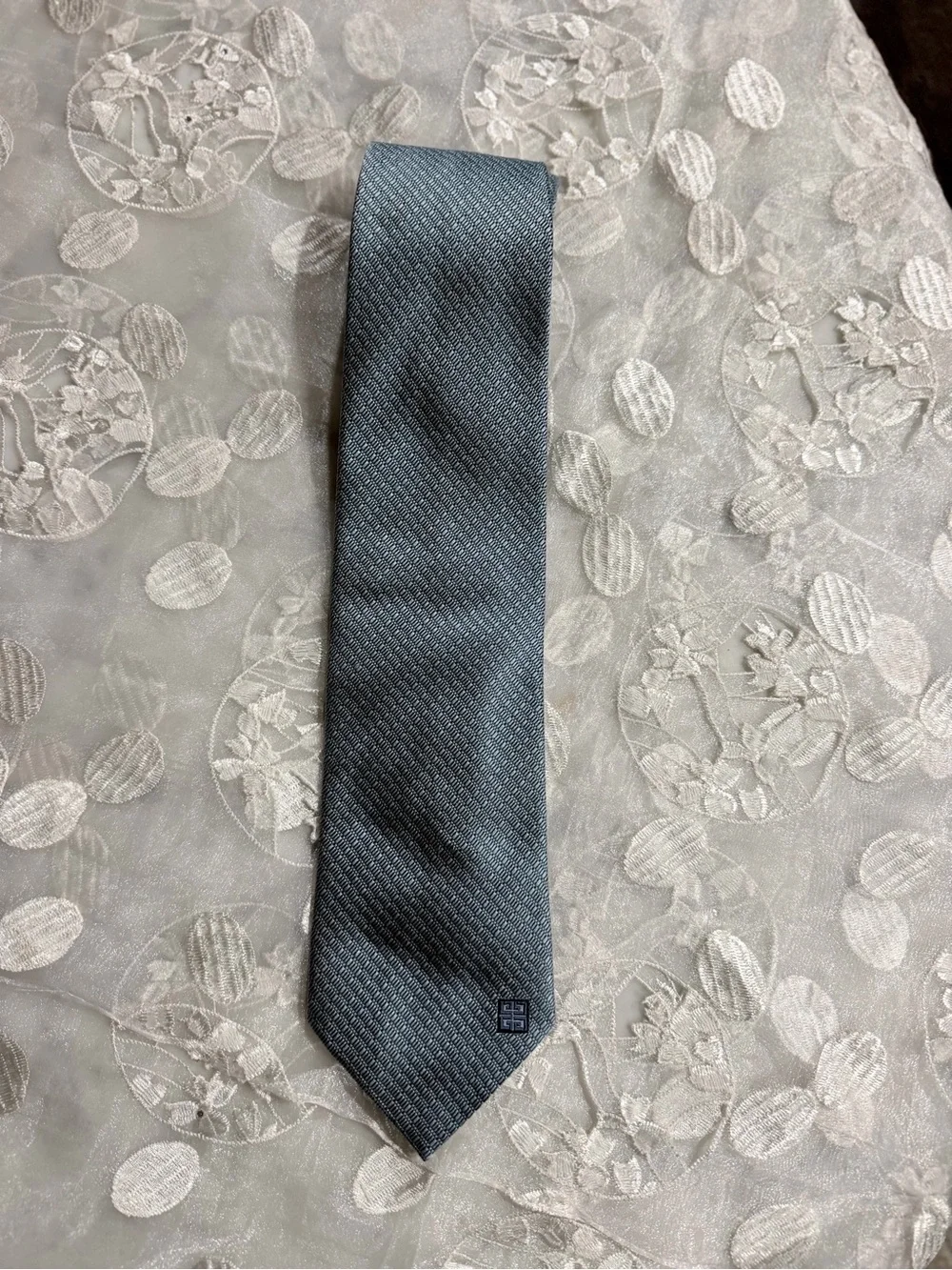 Givenchy Blue-Green Microdot Silk Tie